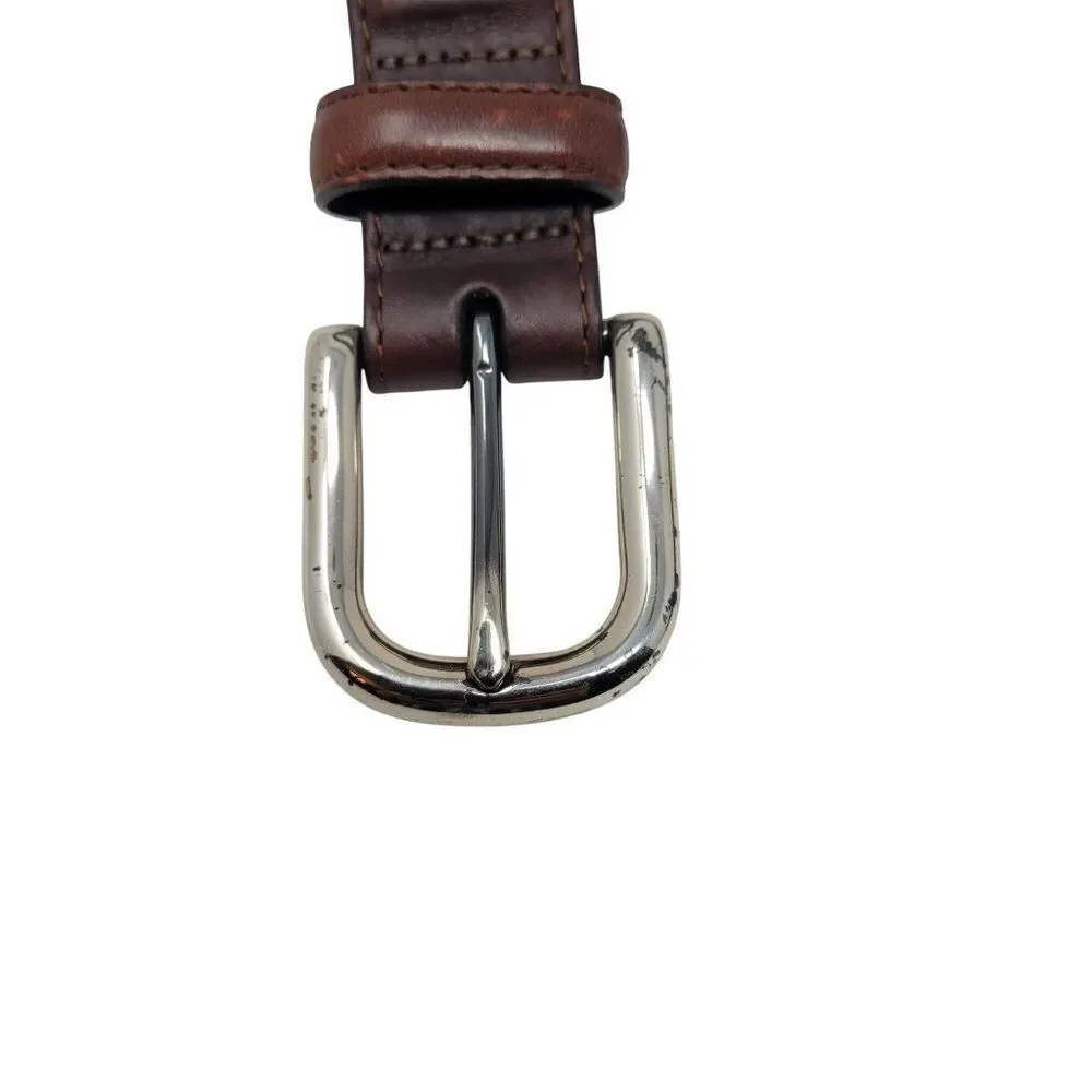 Vtg Brighton Mens Braided‎ Leather Belt 36 Brown Silver Buckle Weaved Country